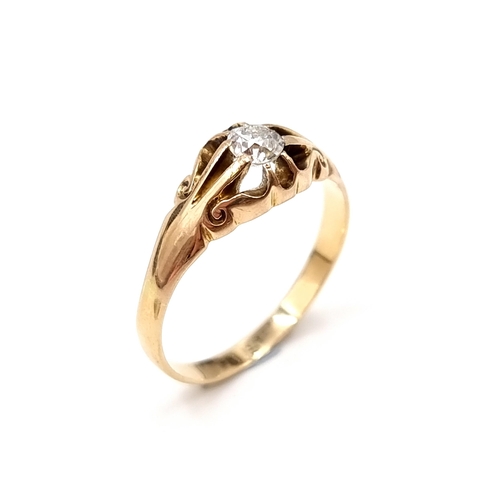 3 - Star Lot : An attractive vintage nine carat gold ring set with central diamond. Est. weight of diamo... 