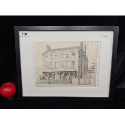 108 - A wonderful original early 20th century architectural pencil on paper drawing. Features a detailed b... 