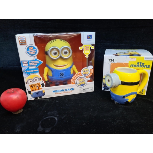 134 - Two collectible 'Minions' pieces including a Minion Dave talking action figure along with a Stuart 3... 