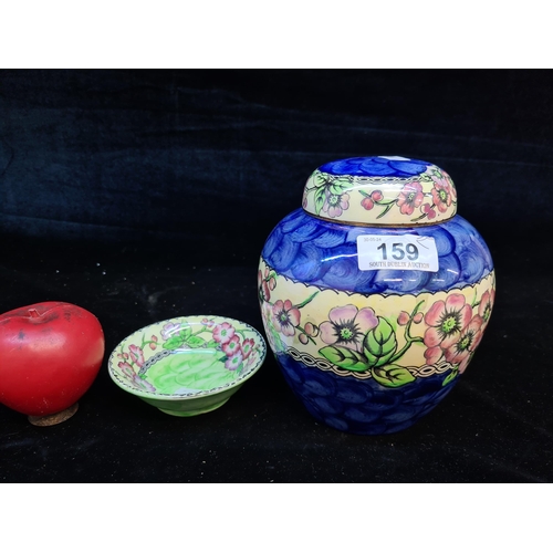 159 - Two very pretty pieces of vintage 1930s hand painted 'Maling' ceramics including a trinket dish and ... 