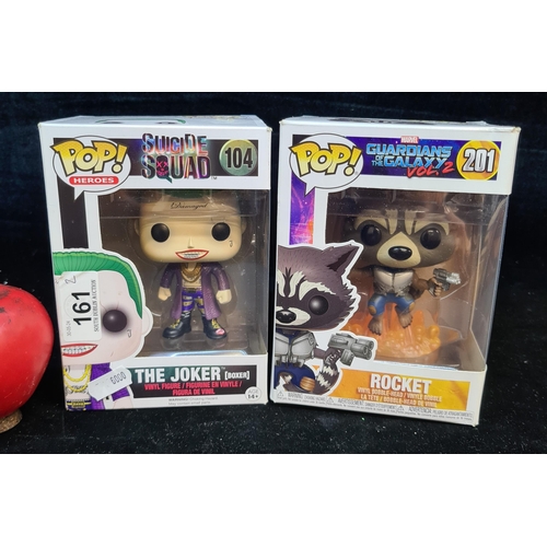 161 - Two brand new in box Funko Pop figures including Rocket and The Joker.