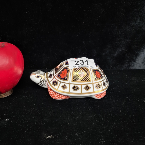 231 - A pretty paperweight piece of Royal Crown Derby in the form of a tortoise. There is videos on line o... 