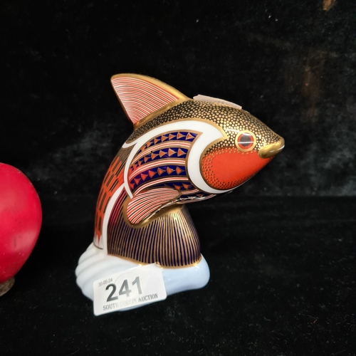 241 - A whimsical Royal Crown Derby fine bone China paperweight of Guppy tropical fish. Gorgeous piece. Th... 