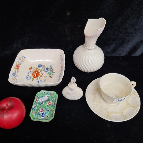 242 - A selection of ceramic items including a Mason's Ironstone square dish in the Chinese Peony pattern,... 