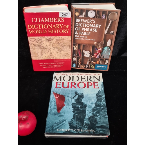 247 - Three highly interesting hardback books of Chambers Dictionary of World History 2000, Brewer's Dicti... 