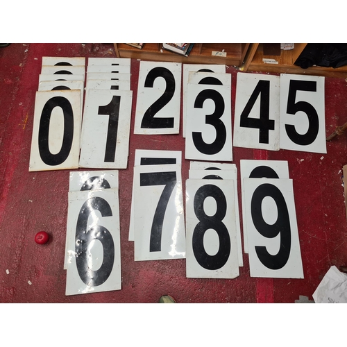 248 - A lot of approx. 25 vintage large tin metal number signs. These are heavy and super quality.