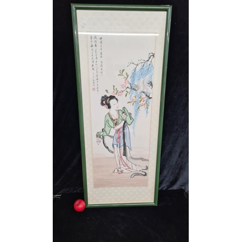 72 - An original Chinese watercolour and ink on rice paper painting. Features a traditional Chinese figur... 