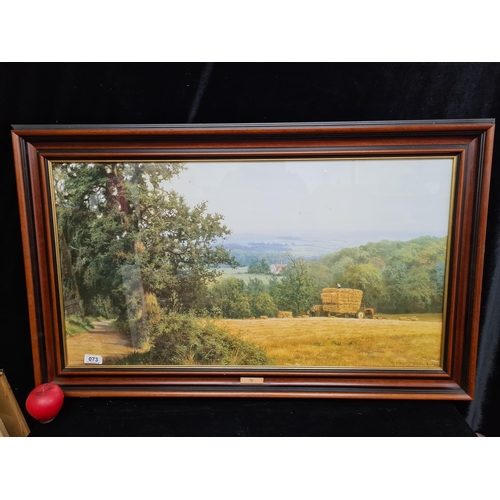 73 - A large giclee print of an original painting titled 'Harvest Landscape' by David Smith. Features the... 