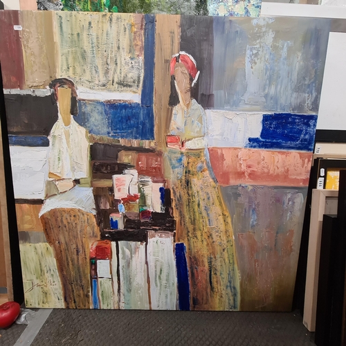 95 - Star Lot: A large stunning oil on canvas painting after Yuri Tremler. Features an impressionist styl... 