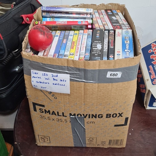 680 - A large box containing over 120 DVD movies, including various box sets and collector's editions. Tit... 