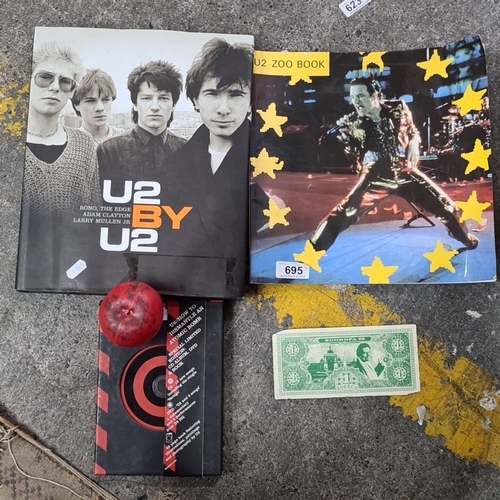 695 - A mixed lot of U2 memorabilia including autobiographical book 