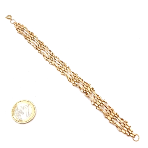 501 - Star Lot : A nine carat gold five bar bracelet. Weight - 7.24 grams. Working clasp. Would Scrap at o... 