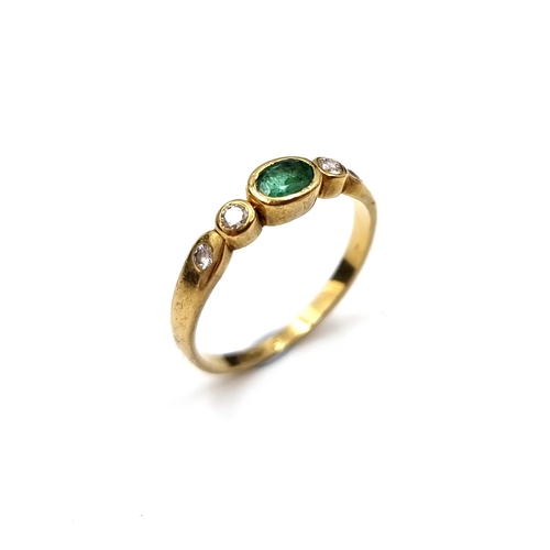 508 - Star lot : An antique 18 carat gold emerald and diamond ring. Ring size - M 1/2. Weight - 2.05 grams... 