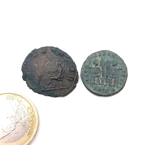 529 - Two roman coins in encapsulated containers. Good detail for the age 1600-2200 years old, great for r... 