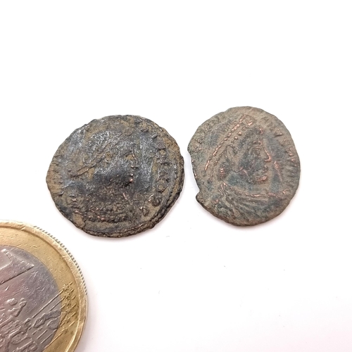 534 - Two roman coins in encapsulated containers. Good detail for the age 1600-2200 years old, great for r... 