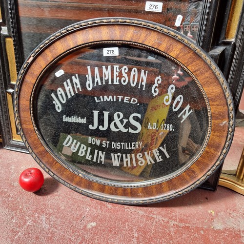 278 - A fantastic oval advertising pub mirror for Jameson Whiskey.