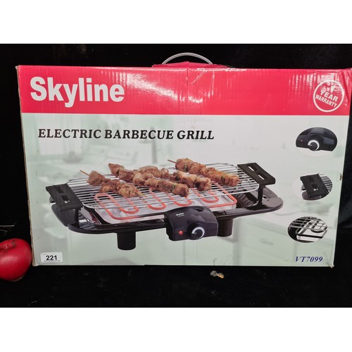 221 - A SkyLine electric barbeque grill. As new in original box. Ready for those summer hot days.