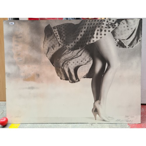 249 - A very large quality print on board featuring the iconic Marilyn Monroe pose titled 'Les Jambeg'. Si... 