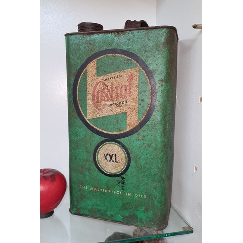 708 - An antique Castrol Motor Oil Can, XXL size. Features classic green and beige design with 