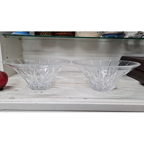 736 - A fab pair of large Marquis by Waterford Crystal Sheridan flared bowls, 25cm/10 inches. Both in good... 