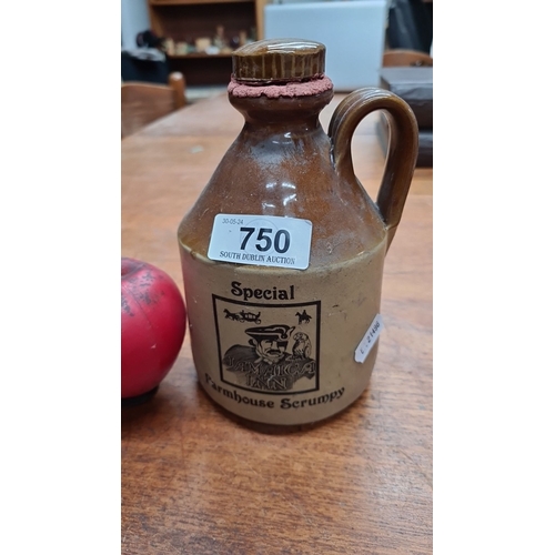 750 - A vintage Moira stoneware jug, labeled 