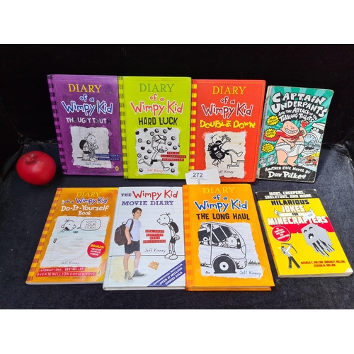 272 - Eight children's books including six ' Diary of a Wimpy Kid' along with ' Captain Underpants' and ' ... 