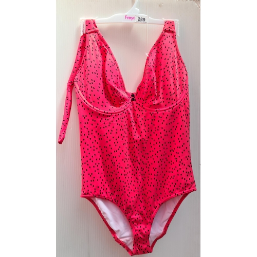 289 - A Freya coral pink with black polka dot ladies swimsuit brand new with tags. UK size 34E featuring u... 