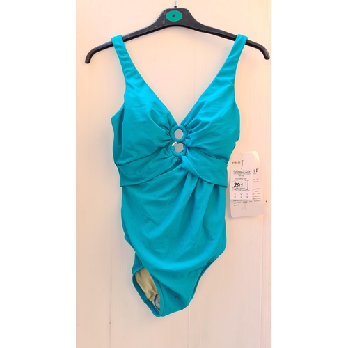 291 - A brand new with tags ladies 'Miraclesuit' slim, Sculpt and shape swimsuit in turquoise featuring pa... 