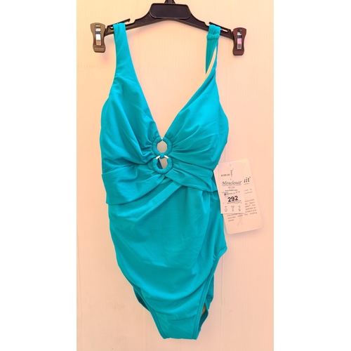 292 - A brand new with tags ladies 'Miraclesuit' Slim, Scult and shape, swimsuit in turquoise featuring pa... 