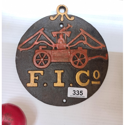 335 - A heavy cast metal wall plaque for F. I.Co.