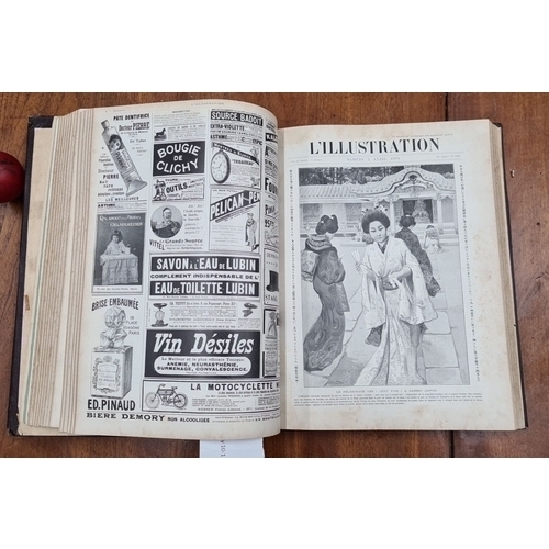 738 - Two antique French periodicals in hardcover bindings. Both volumes contain black and white illustrat... 