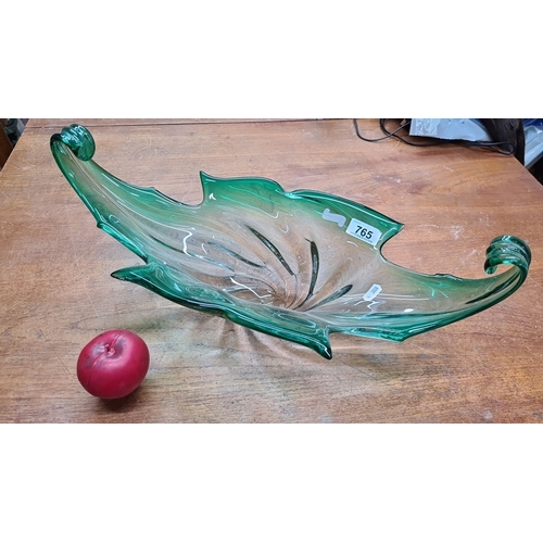 765 - A large Murano glass centerpiece in elegant green, marked 