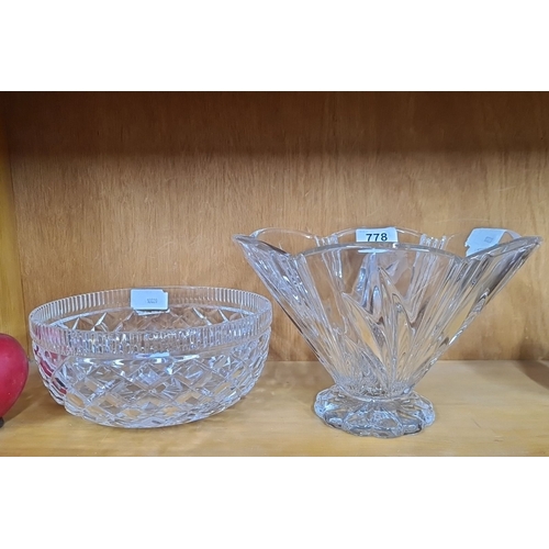 778 - Two crystal pieces comprising one round-cut Waterford crystal bowl  and one flared vase 