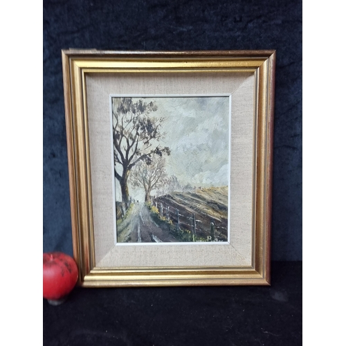 826 - A wonderful original oil on canvas painting. Features a rural landscape with winters trees and ploug... 