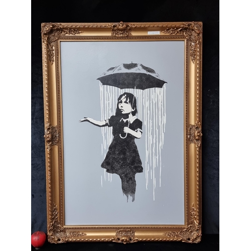 831 - Star Lot: An original large acrylic stencil on board painting after an original Banksy painting titl... 