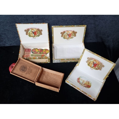 804 - Four decorative cigar boxes including three Romeo y Julieta Habana boxes made in Cuba and one Willem... 