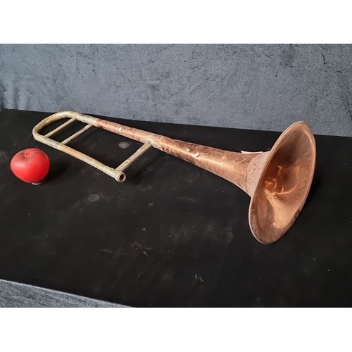 806 - A beautiful antique copper and brass trombone part by Conn, U.S.A.