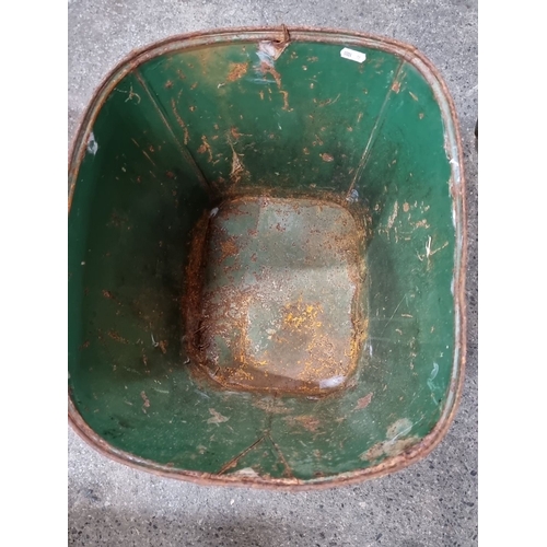 848 - Two vintage green metal tubs.