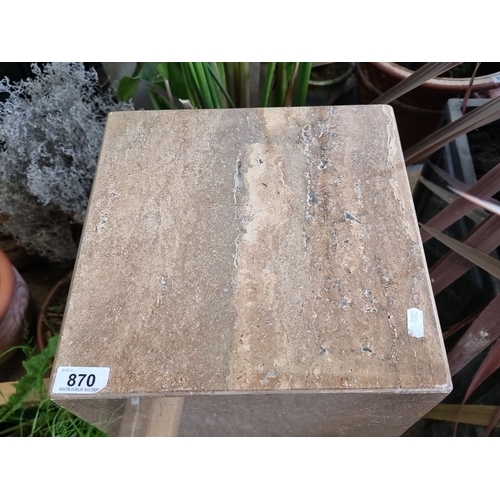 870 - Star lot..Solid marble pedestal, contemporary design with polished finish. Ideal for displaying art ... 