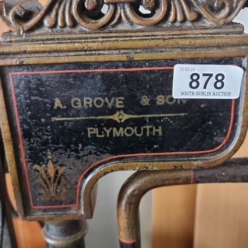 878 - Star lot..An antique A. Grove & Sons, Plymouth cast iron platform scale with ornate detailing and br... 