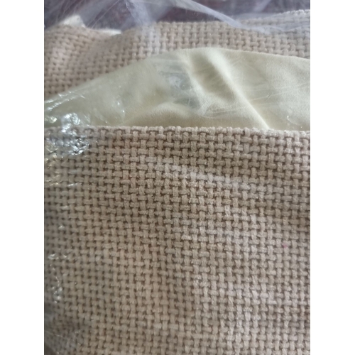 881 - One heavy weight lined curtain panel. Oatmeal colour with french pleats and measuring 50'' wide with... 