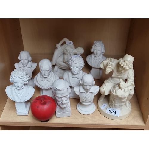 924 - An excellent selection of stone busts of Shakespeare, Shurbert, Wagner, and Verdi.