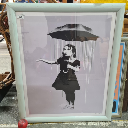 939 - A large print after an original Banksy painting titled 'Nola 2008'. Nola portrays a young girl in bl... 