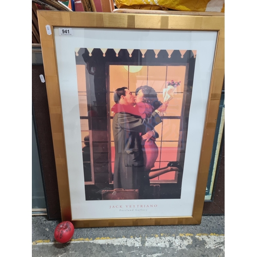 941 - A large art print after an original Jack Vettriano painting titled 'Back Where You Belong'. Housed i... 