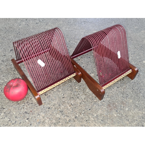 945 - A pair of very cool vintage LP / Vinyl record holders with a burgundy finish.