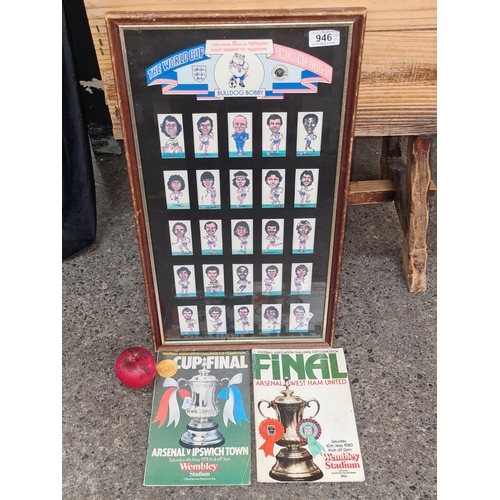 946 - Two pieces of vintage football memorabilia including a 1980 FA cup final programme between Arsenal a... 