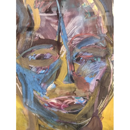 69 - Star Lot: Owen Walsh (1993 - 2002) A vibrant acrylic on paper painting titled 'Portrait of a Gentlem... 