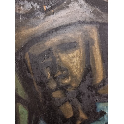 94 - Star Lot: A fabulous large original oil on canvas painting. Features a cubist style portrait. Render... 