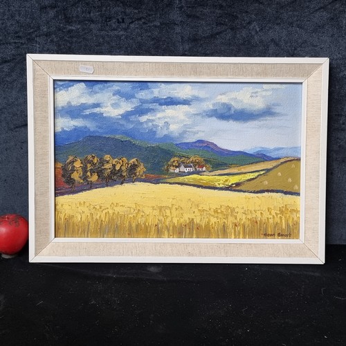 836 - An original 'Sean Smart' oil on board painting titled 'The Cornfield, Greggan County Tyrone'. Featur... 