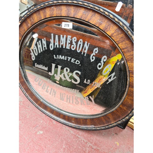 278 - A fantastic oval advertising pub mirror for Jameson Whiskey.